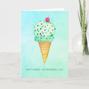 Watercolor Ice Cream Summer Greeting Card