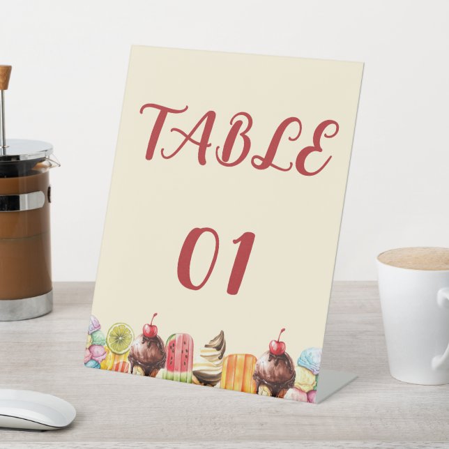 Watercolor Ice Cream Sweet Baby Shower Table Pedestal Sign (In SItu)