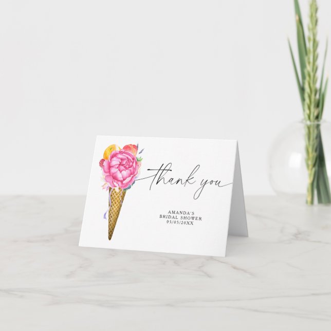 Watercolor ice cream - thank you bridal shower  (Front)
