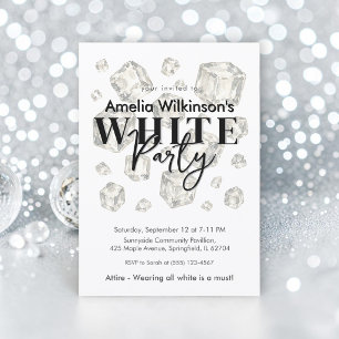 Watercolor Ice Cube White Birthday Party Invite