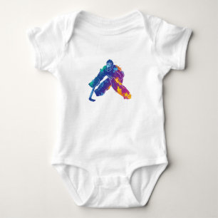 Watercolor Ice Hockey Goalie Baby Bodysuit