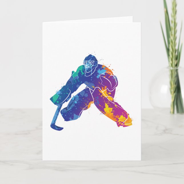 Watercolor Ice Hockey Goalie Card (Front)