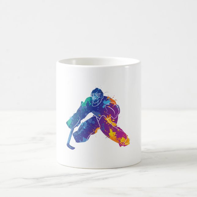 Watercolor Ice Hockey Goalie Coffee Mug (Center)