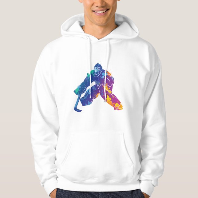 Watercolor Ice Hockey Goalie Hoodie (Front)