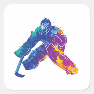Watercolor Ice Hockey Goalie Square Sticker