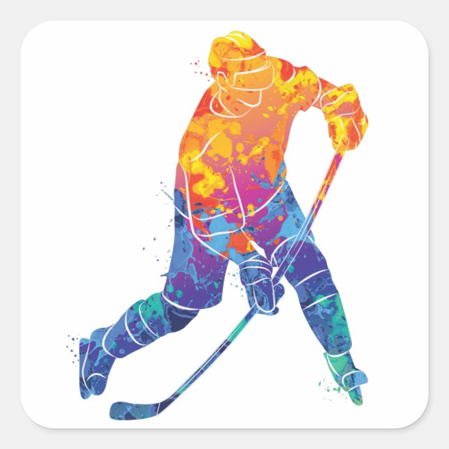 Watercolor Ice Hockey Square Sticker (Front)