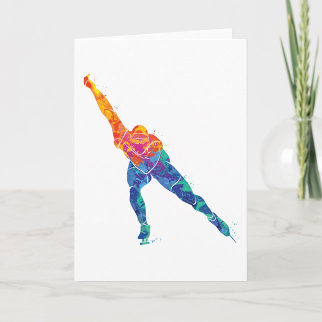 Watercolor Ice Skate Card (Front)