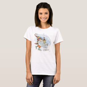 Watercolor Ice Skating Elf with Lantern T-Shirt
