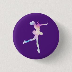 Watercolor Ice Skating Girl 3 Cm Round Badge