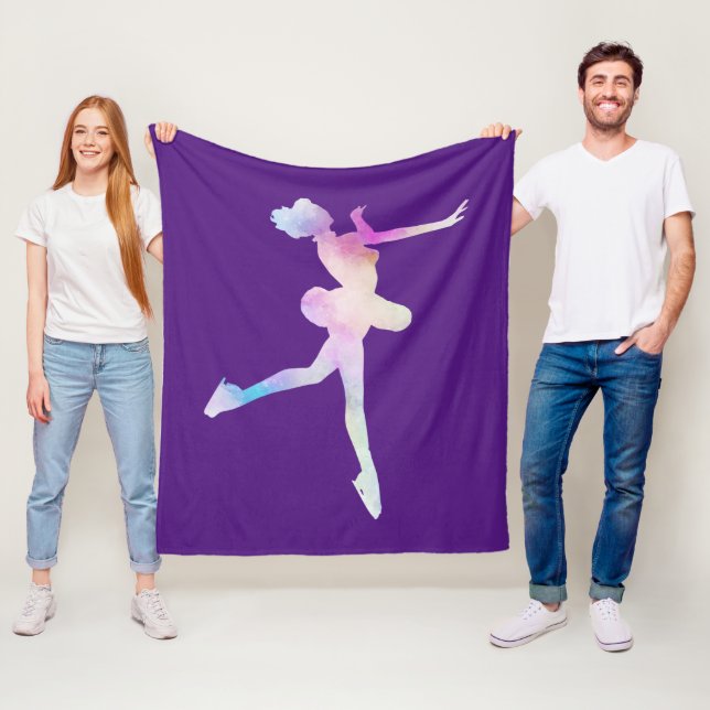 Watercolor Ice Skating Girl   Fleece Blanket (In Situ)