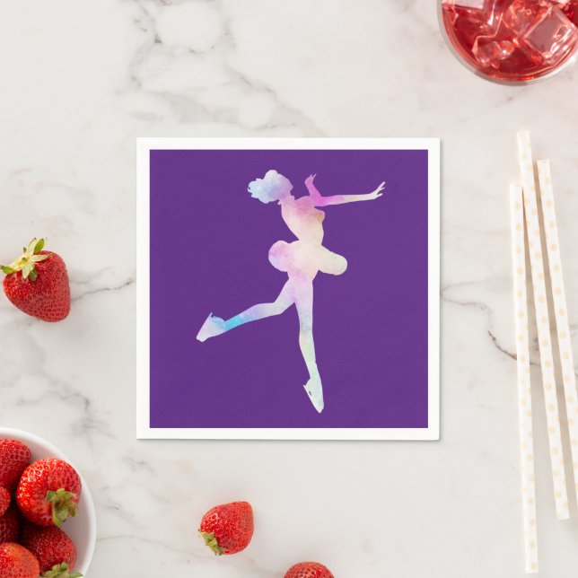 Watercolor Ice Skating Girl   Napkin (Insitu)