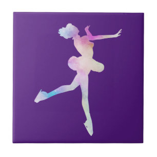 Watercolor Ice Skating Girl Tile