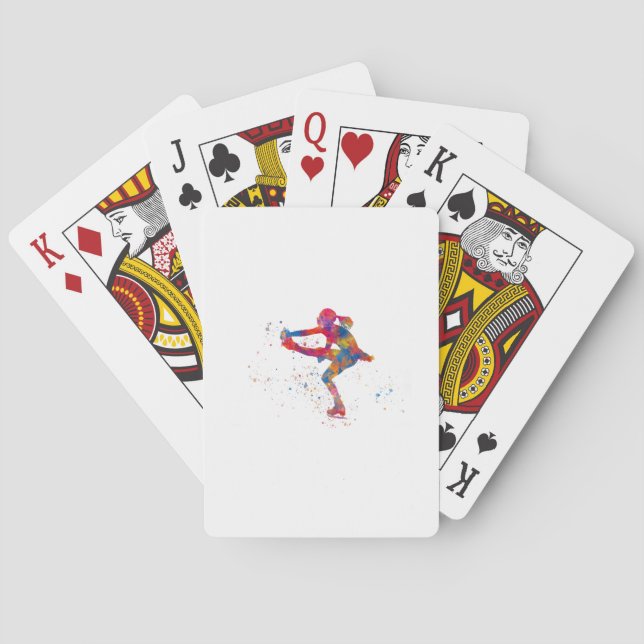 Watercolor ice skating playing cards (Back)