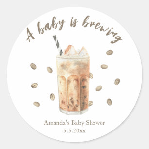 Watercolor Iced Coffee Brewing Baby shower Classic Round Sticker
