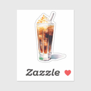 Watercolor Iced Coffee with Cream Cocktail Drink