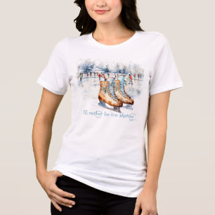Watercolor I'd rather be ice skating Tri-Blend Shirt