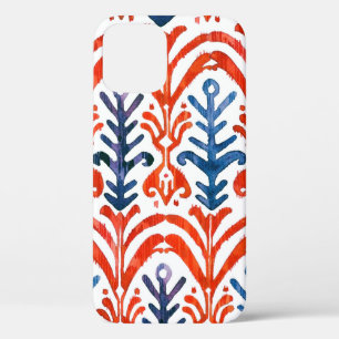 Watercolor Ikat seamless pattern. Decorative flora iPhone 12 Case
