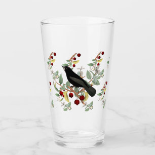 Watercolor Illustrated Blackbird Designed Glass