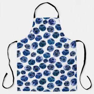 Watercolor illustrated blueberry set pattern apron