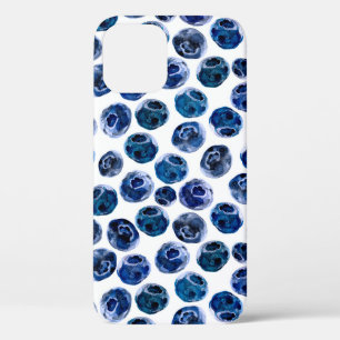 Watercolor illustrated blueberry set pattern iPhone 12 case
