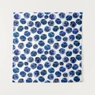 Watercolor illustrated blueberry set pattern tapestry