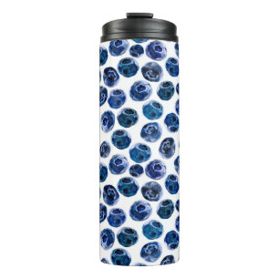 Watercolor illustrated blueberry set pattern thermal tumbler