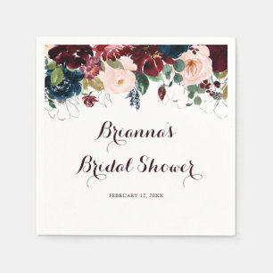 Watercolor Illustrated Calligraphy Bridal Shower Napkin