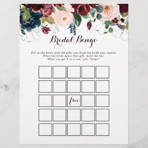 Watercolor Illustrated Fall Bridal Bingo Game
