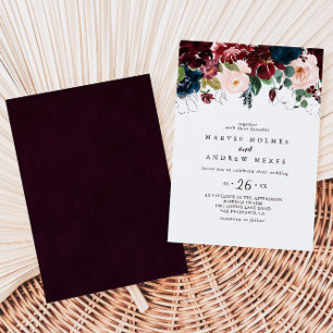 Watercolor Illustrated Fall Floral Casual Wedding Invitation