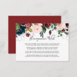 Watercolor Illustrated Fall Floral Honeymoon Wish  Enclosure Card<br><div class="desc">This watercolor illustrated fall floral honeymoon wish enclosure card is perfect for a simple wedding. The design features artistic hand-painted watercolor navy blue,  burgundy,  red,  blush roses and peonies with elegant green leaves,  inspiring the colourful idyllic autumn beauty.</div>