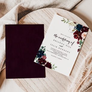 Watercolor Illustrated Fall Floral The Wedding Of Invitation