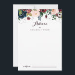 Watercolor Illustrated Fall Floral Wedding Advice Card<br><div class="desc">This watercolor illustrated fall floral wedding advice card is perfect for a simple wedding. The design features artistic hand-painted watercolor navy blue, burgundy, red, blush roses and peonies with elegant green leaves, inspiring the colourful idyllic autumn beauty. These cards are perfect for a wedding, bridal shower, baby shower, graduation party...</div>