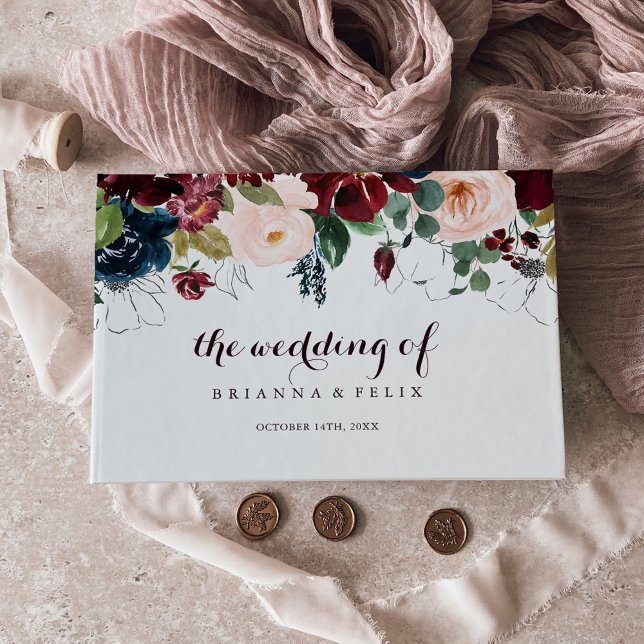 Watercolor Illustrated Fall Floral Wedding Guest Book (Creator Uploaded)