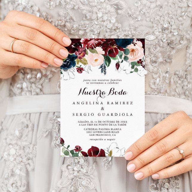 Watercolor Illustrated Fall Nuestra Boda Wedding Invitation (Creator Uploaded)