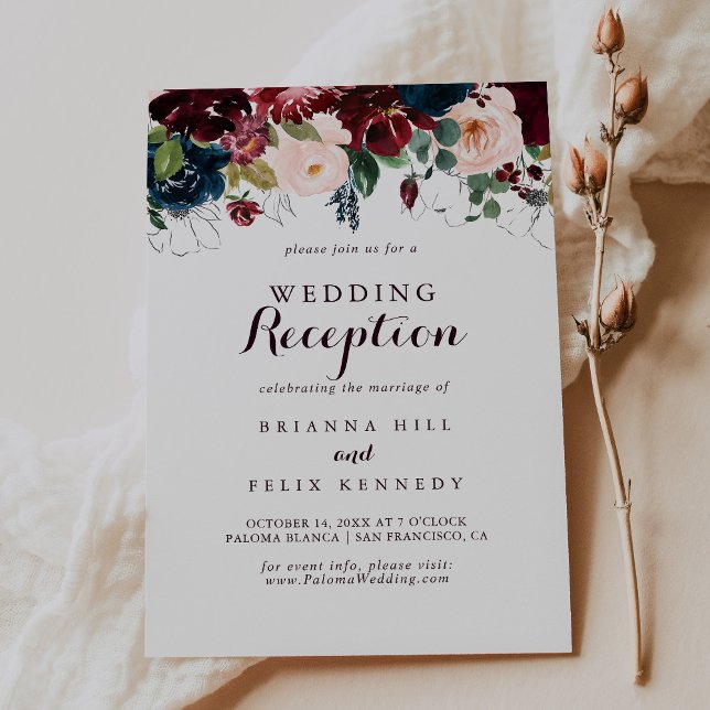 Watercolor Illustrated Fall Wedding Reception Invitation (Creator Uploaded)