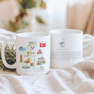 Watercolor Illustrated Map Denmark | Monogram Coffee Mug
