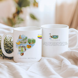 Watercolor Illustrated Map Ecuador   Monogram Coffee Mug