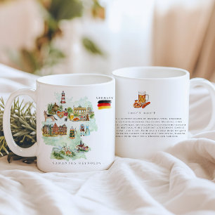 Watercolor Illustrated Map Germany Monogram Coffee Mug
