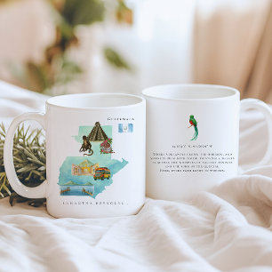 Watercolor Illustrated Map Guatemala   Monogram Coffee Mug
