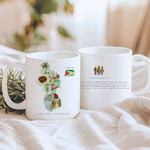 Watercolor Illustrated Map Guyana   Monogram Coffee Mug