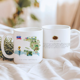 Watercolor Illustrated Map Haiti Monogram Coffee Mug