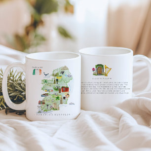 Watercolor Illustrated Map Ireland Monogram Coffee Mug