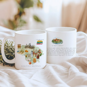 Watercolor Illustrated Map Lithuania   Monogram Coffee Mug