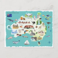 Watercolor Illustrated Map of Australia