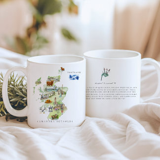 Watercolor Illustrated Map Scotland | Monogram Coffee Mug