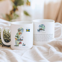 Watercolor Illustrated Map Sweden | Monogram