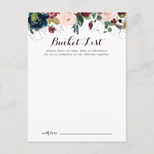 Watercolor Illustrated Wedding Bucket List Cards (Front)