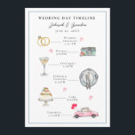 Watercolor Illustrated wedding day Programme<br><div class="desc">Cute Watercolor illustrated wedding day timeline.</div>