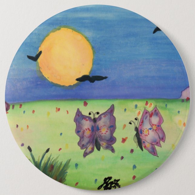 Watercolor Illustration Butterflies Love Couple  6 Cm Round Badge (Front)