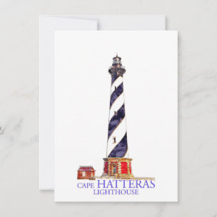 Watercolor Illustration Cape Hatteras Lighthouse Card